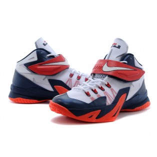 Nike Zoom LeBron Soldier 8/VIII 2015 Chaussure de Basket-ball Nouvelle pour Homme Blanc Bleu 653642-102