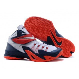 Nike Zoom LeBron Soldier 8/VIII 2015 Chaussure de Basket-ball Nouvelle pour Homme Blanc Bleu 653642-102