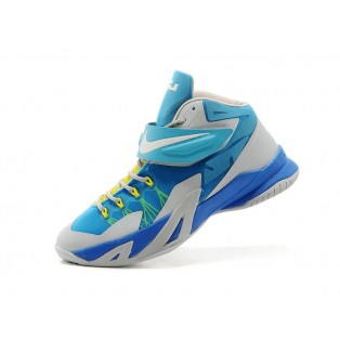 Nike Zoom LeBron Soldier 8/VIII 2015 Chaussure de Basket-ball Nouvelle pour Homme Bleu Blanc 653642-003