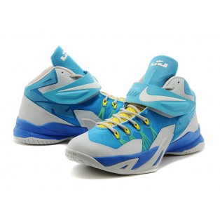 Nike Zoom LeBron Soldier 8/VIII 2015 Chaussure de Basket-ball Nouvelle pour Homme Bleu Blanc 653642-003