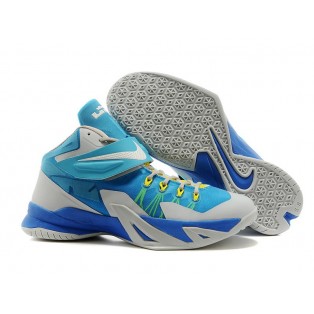 Nike Zoom LeBron Soldier 8/VIII 2015 Chaussure de Basket-ball Nouvelle pour Homme Bleu Blanc 653642-003
