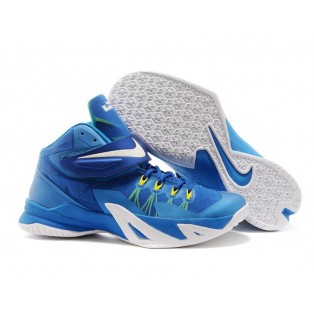 Nike Zoom LeBron Soldier 8/VIII 2015 Chaussure de Basket-ball Nouvelle pour Homme Bleu Blanc 653642-417